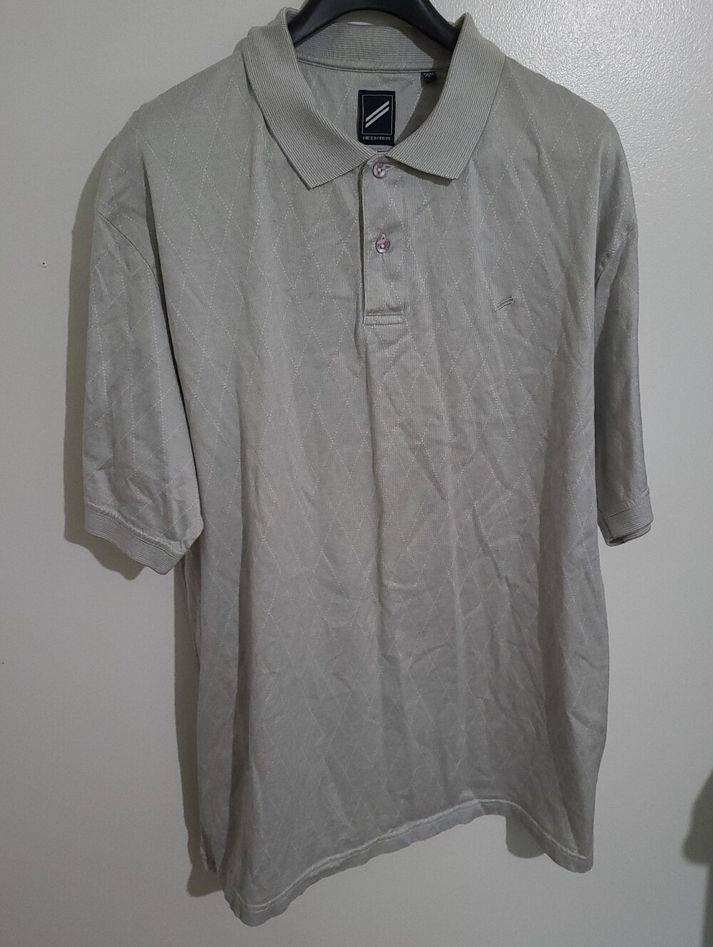 Daniel Hechter Textured Knit Pique Polo Shirt Light Gray Size 2XL 100% Cotton